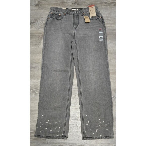 Levi's Low Pro Straight Black Gray Mid Rise Straight Leg Women's Size 30 - New - Picture 1 of 4